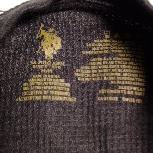 Polo mens sleepwear medium in grey waffle knit top long sleeve  comfy - Picture 4 of 5